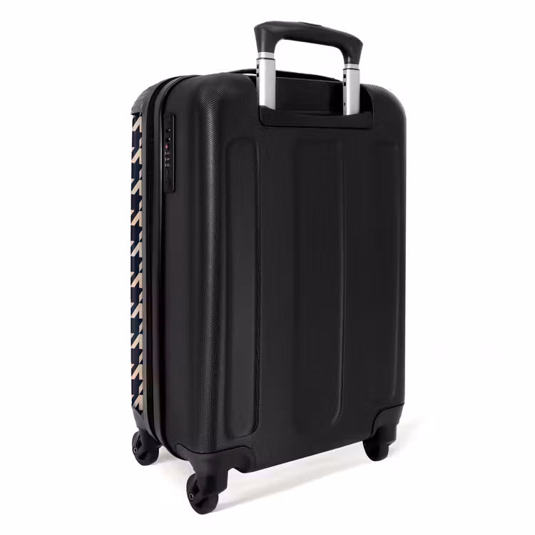 Valise - Motif pied-de-poule en beige et bleu foncé — 4