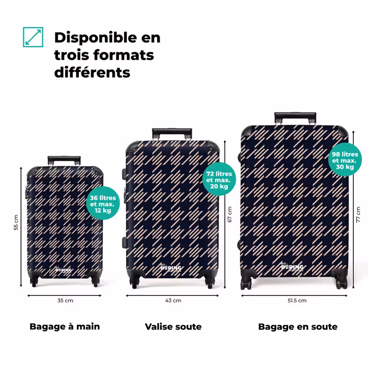 Valise - Motif pied-de-poule foncé avec remplissage à rayures diagonales — 3