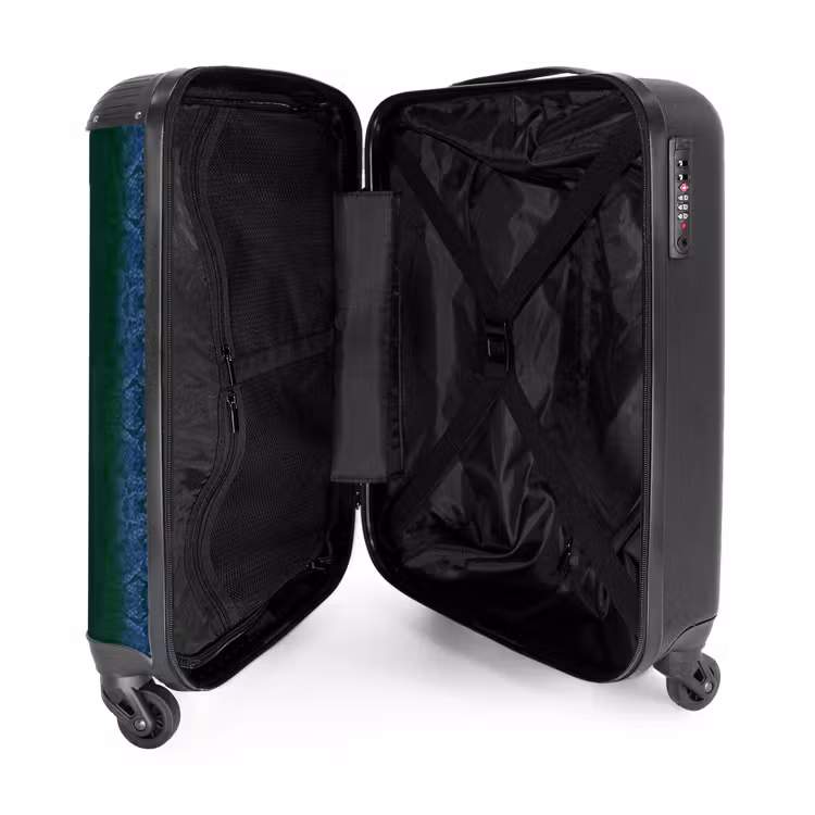 Valise - Peau de serpent bleu foncé avec structure en écailles symétriques — 4