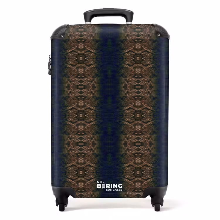 Valise - Peau de serpent brun-bleu avec structure en écailles symétriques — 1