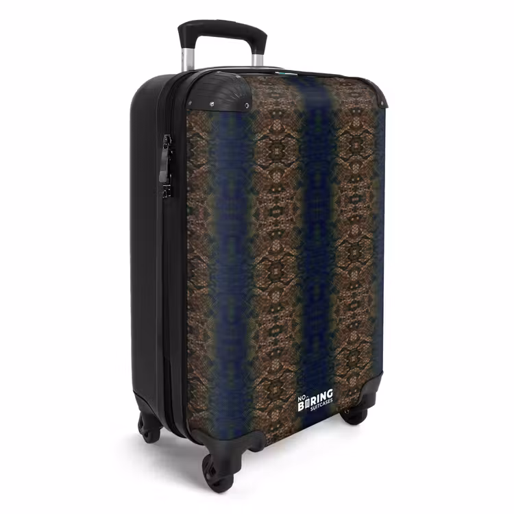 Valise - Peau de serpent brun-bleu avec structure en écailles symétriques — 2