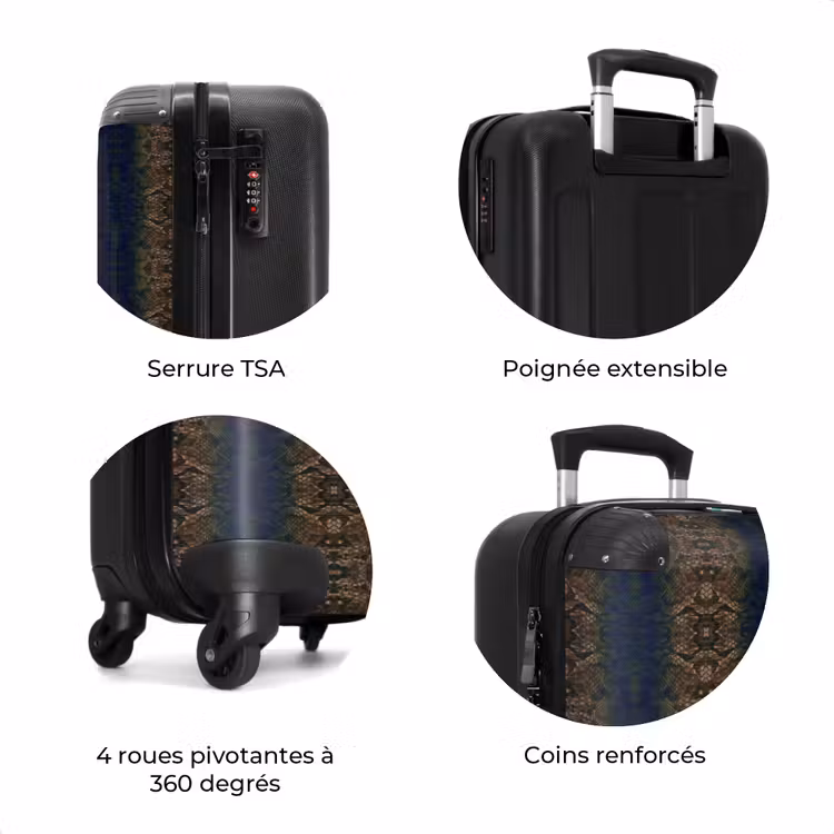 Valise - Peau de serpent brun-bleu avec structure en écailles symétriques — 7