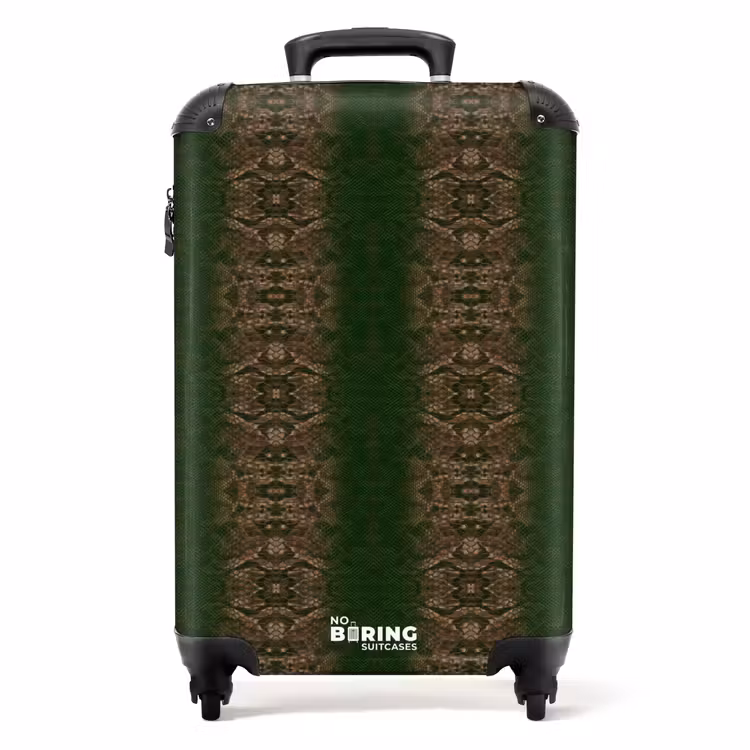 Valise - Peau de serpent brun foncé avec structure symétrique en écailles — 1