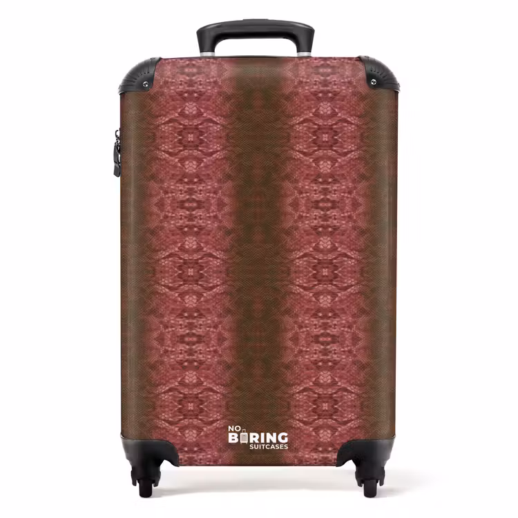 Valise - Peau de serpent brun-rouge avec des écailles symétriques — 1