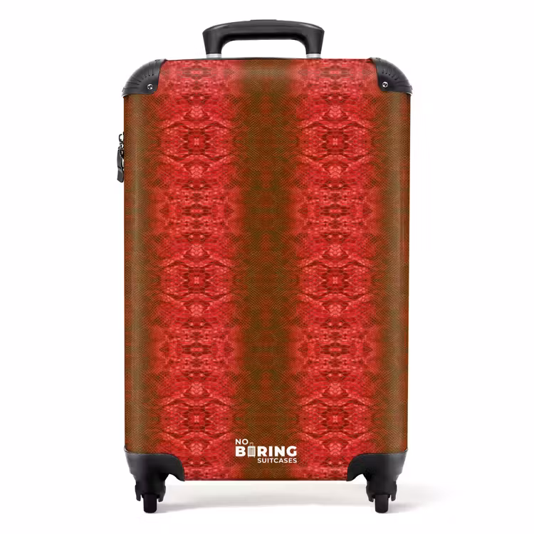 Valise - Peau de serpent d'un rouge profond avec une structure en écailles symétriques — 1