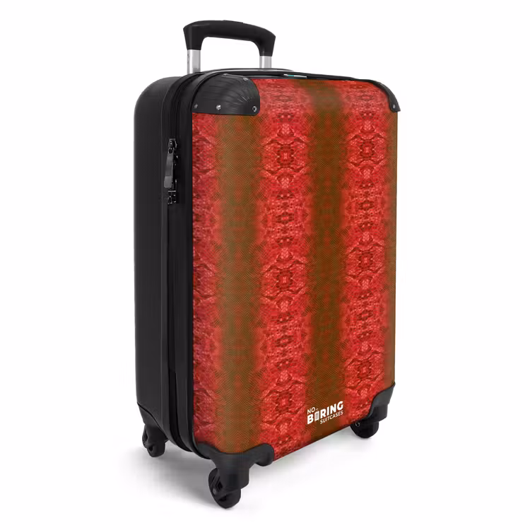 Valise - Peau de serpent d'un rouge profond avec une structure en écailles symétriques — 2