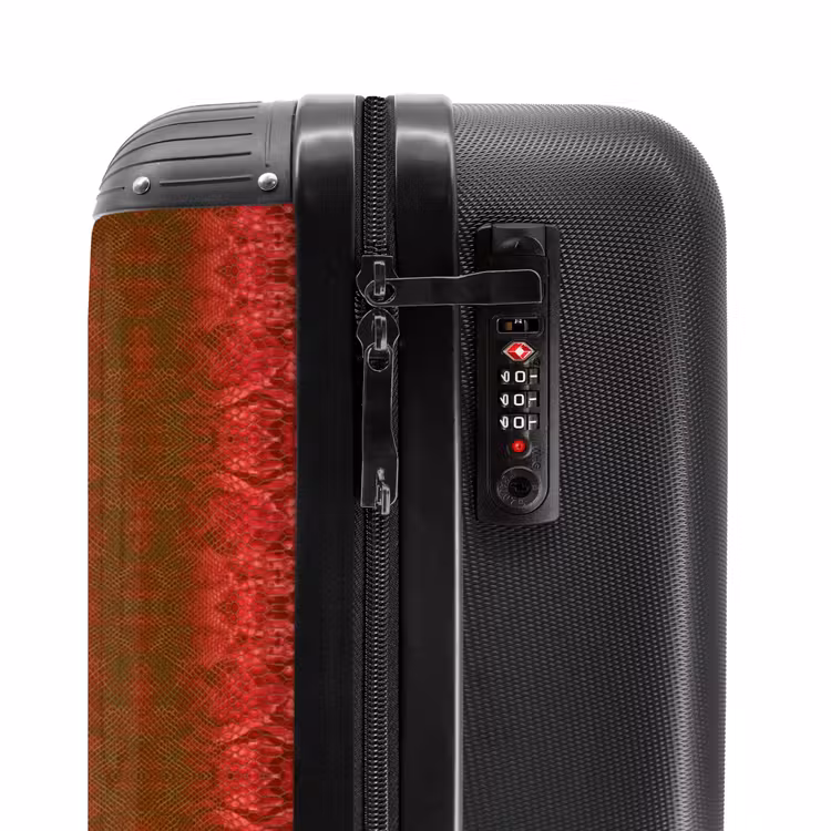 Valise - Peau de serpent d'un rouge profond avec une structure en écailles symétriques — 5
