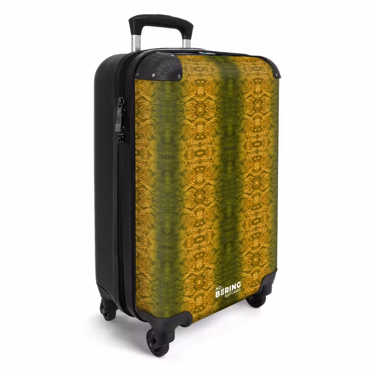 Valise - Peau de serpent jaune-vert avec structure symétrique en écailles — 2