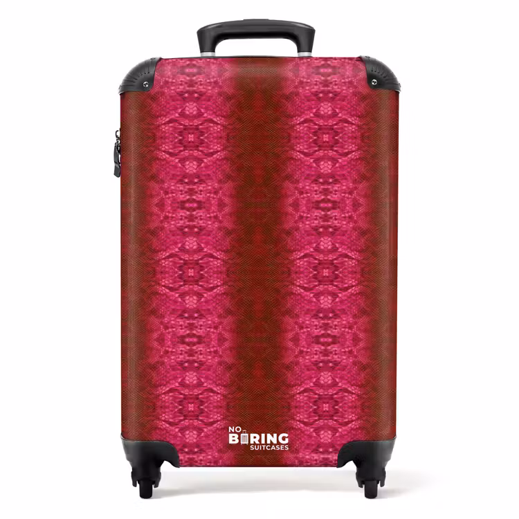 Valise - Peau de serpent rose vif avec structure en écailles symétriques — 1