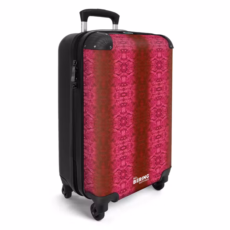 Valise - Peau de serpent rose vif avec structure en écailles symétriques — 2
