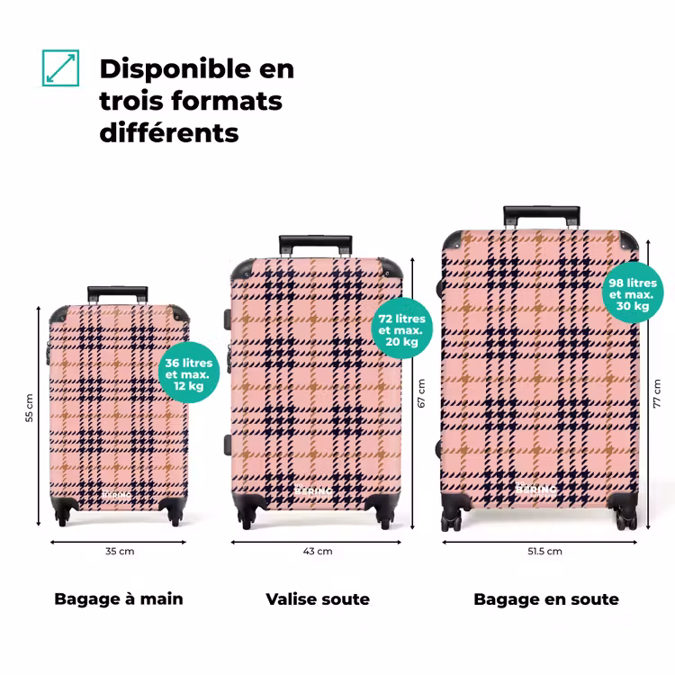 Valise - Structure symétrique à carreaux roses — 3