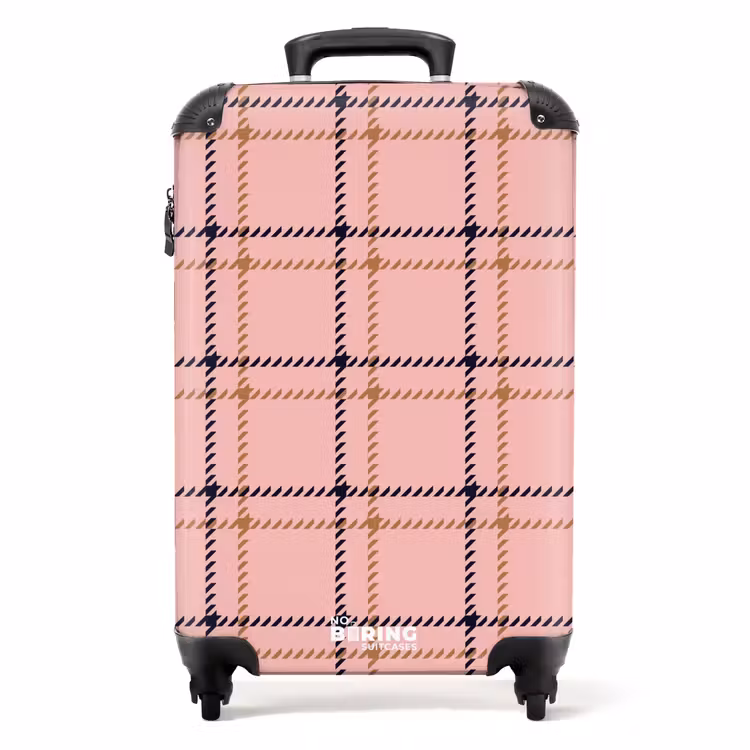 Valise - Texture à carreaux roses avec accents bruns et noirs — 1