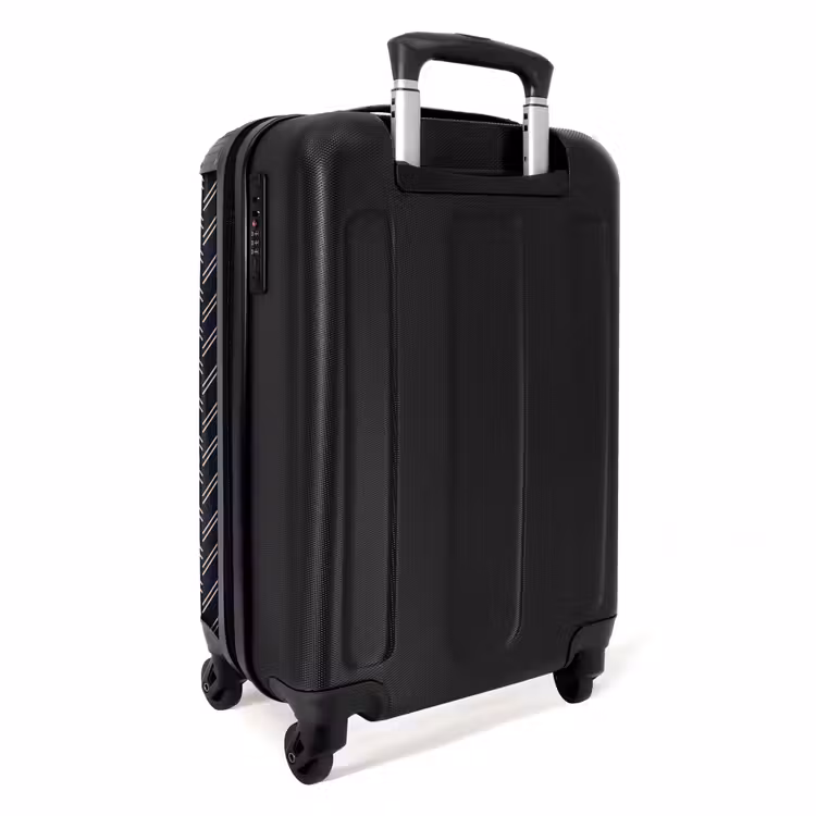 Valise - Texture à chevrons avec lignes rose clair sur bleu foncé — 4