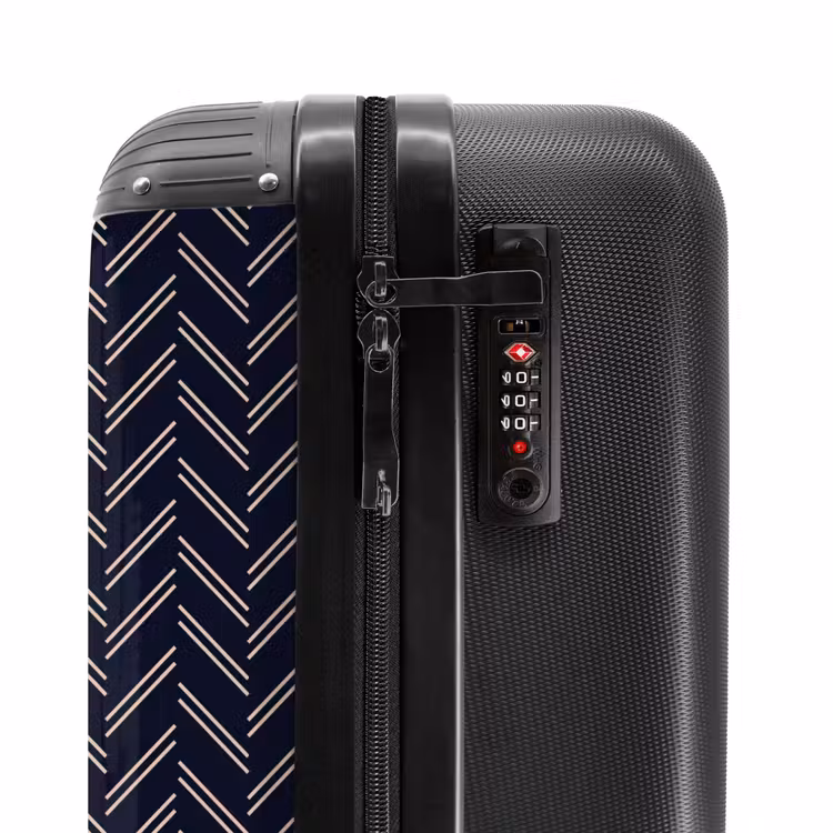 Valise - Texture à chevrons avec lignes rose clair sur bleu foncé — 6