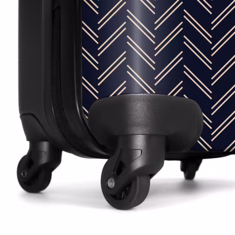 Valise - Texture à chevrons avec lignes rose clair sur bleu foncé — 7
