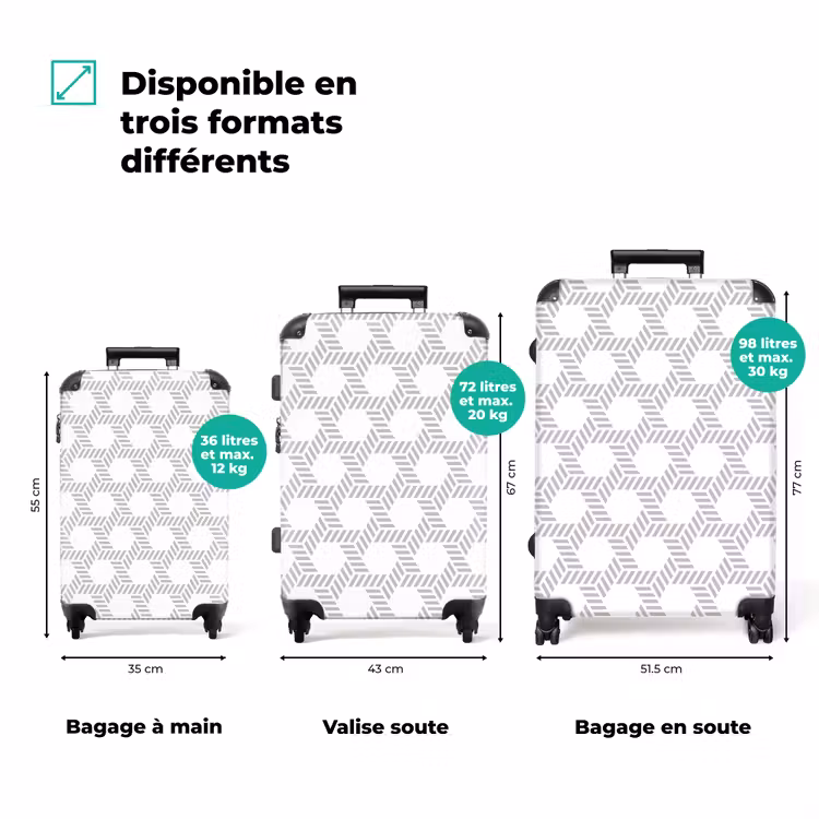 Valise - Graphique - Motif - Moderne - Attirant le regard - Sobre — 3