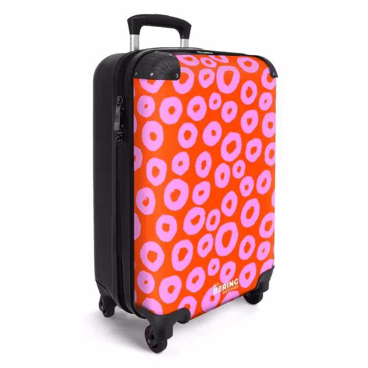 Valise - Motif de cercle rose avec cœur sur fond rouge — 2