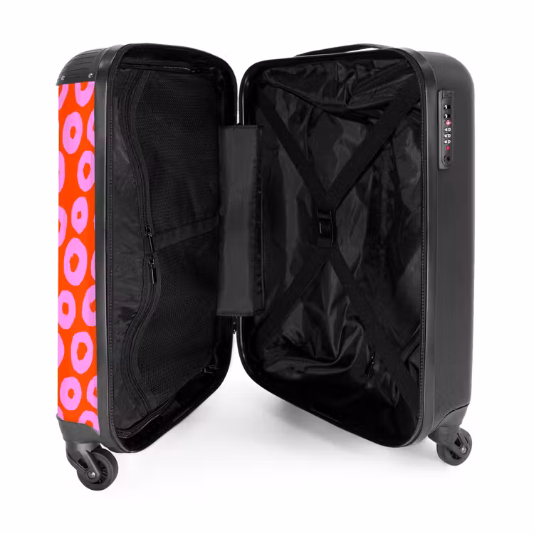 Valise - Motif de cercle rose avec cœur sur fond rouge — 5