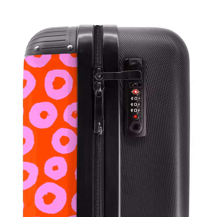 Valise - Motif de cercle rose avec cœur sur fond rouge — 6