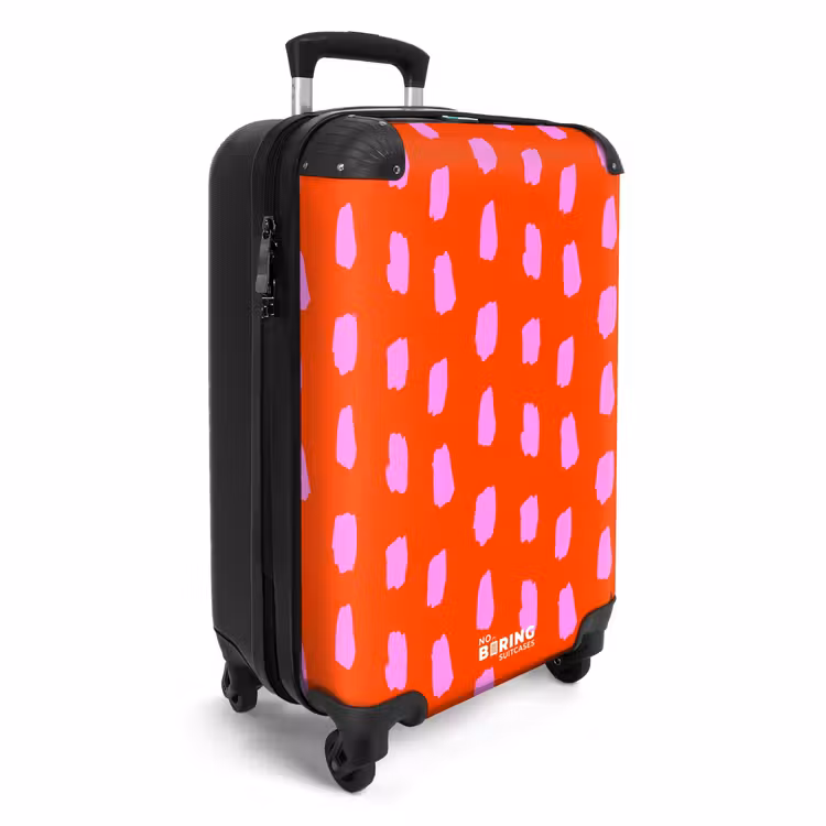Valise - Motif de taches en rose sur fond rouge vif — 2
