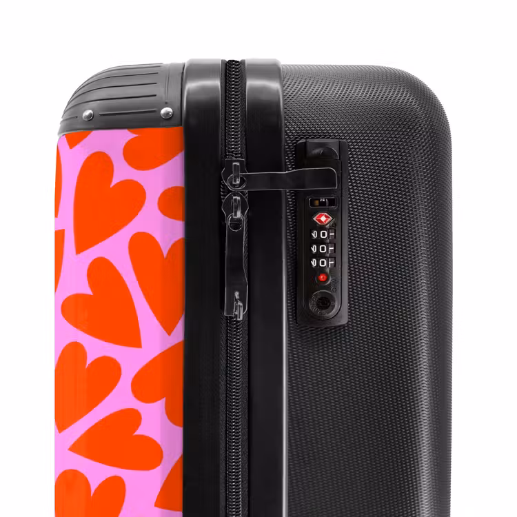 Valise - Motif dense de cœurs rouges sur fond rose — 6