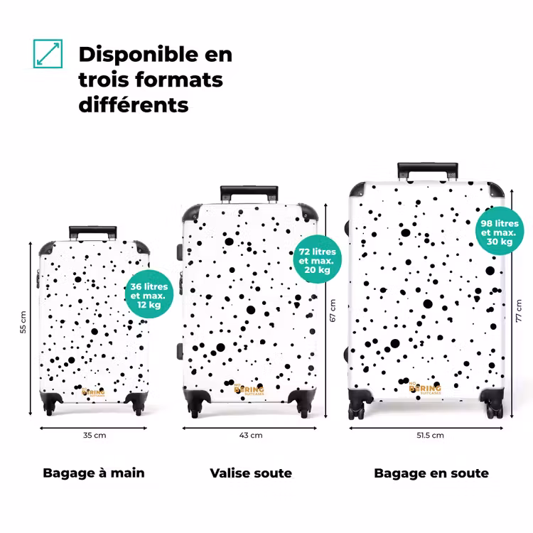 Valise - Points noirs de différentes tailles sur fond blanc — 3