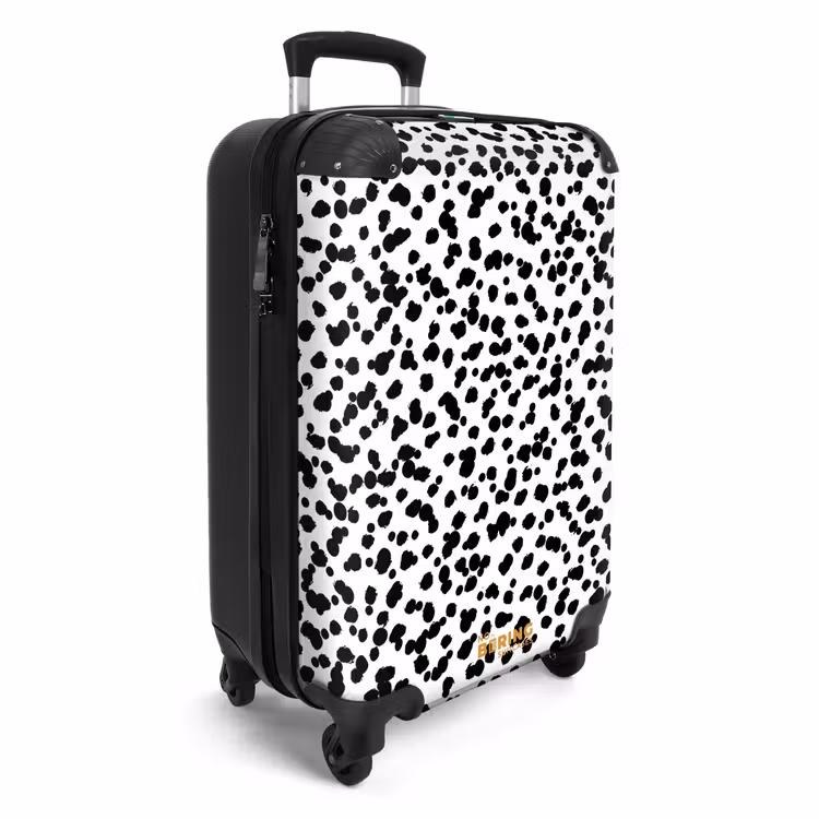 Valise - Points noirs en forme de brosse sur fond blanc. — 2