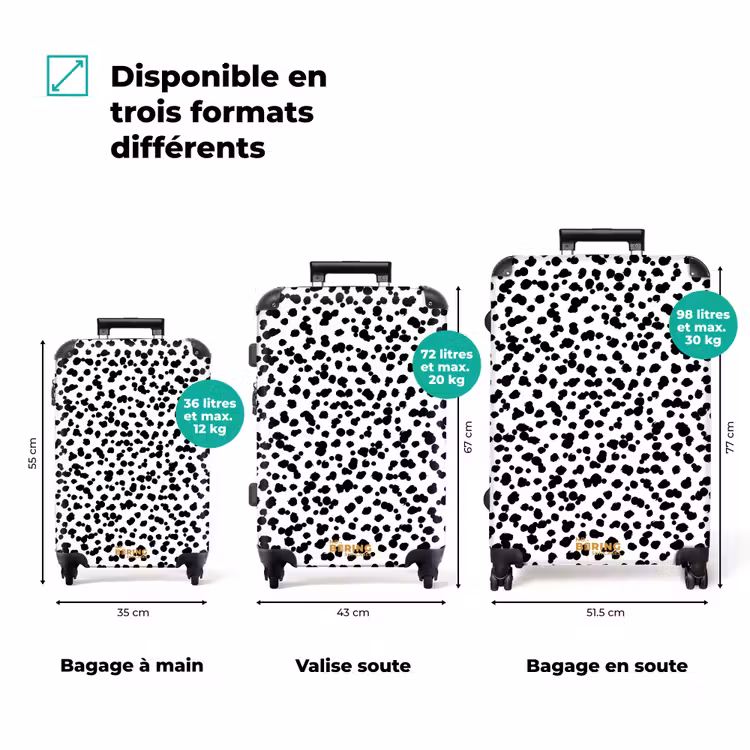 Valise - Points noirs en forme de brosse sur fond blanc. — 3