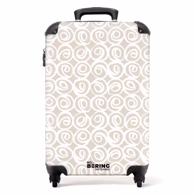 Valise - Boucles blanches sur fond taupe — 1