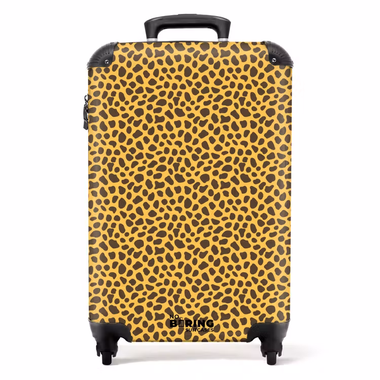 Valise - Fond jaune avec motif léopard dense — 1