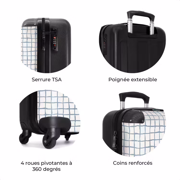 Valise - Grille bleue dessinée à la main avec des angles doux — 7