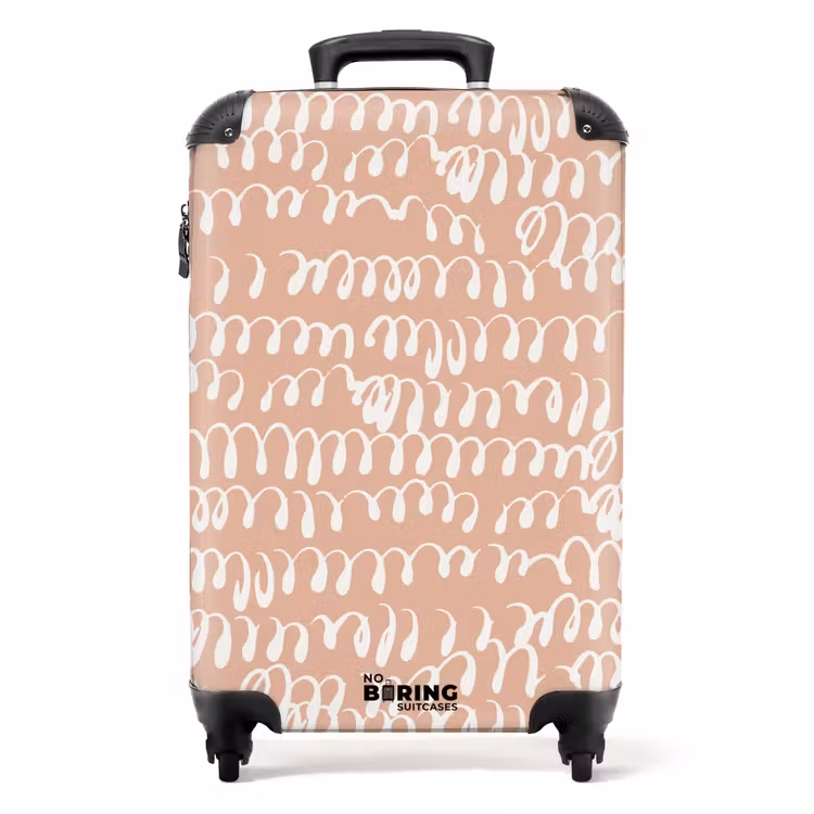 Valise - Lignes ondulées en boucles blanches sur fond de terre cuite — 1