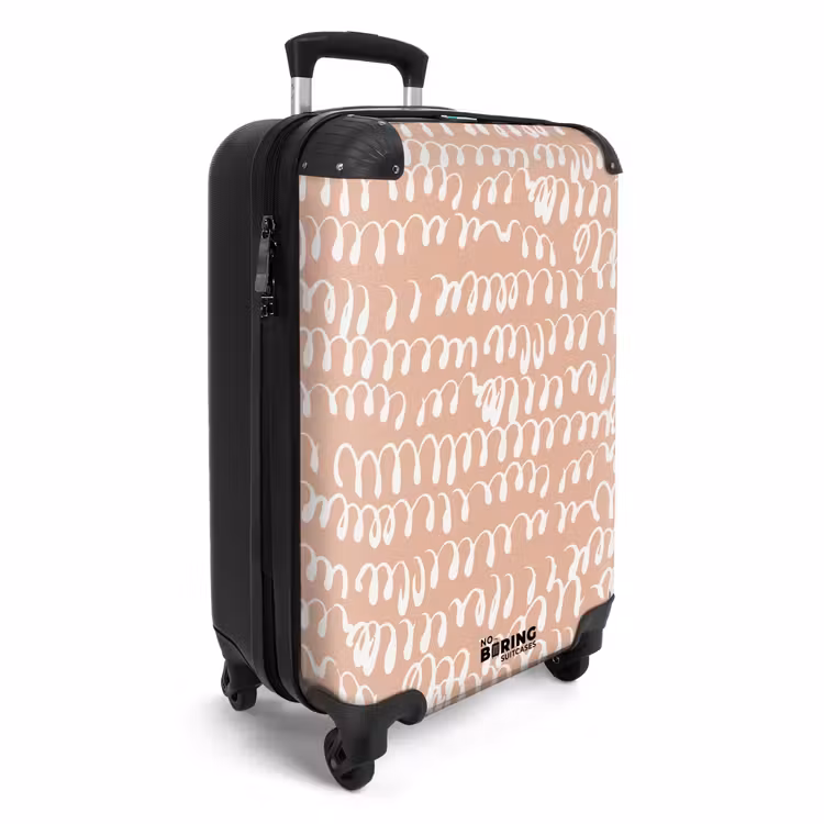 Valise - Lignes ondulées en boucles blanches sur fond de terre cuite — 2