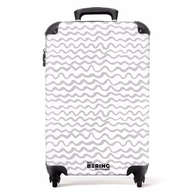 Valise - Lignes ondulées grises sur fond blanc — 1