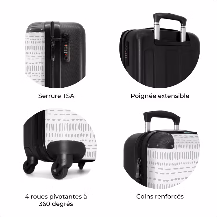Valise - Motif de rayures grises en pointillés — 7