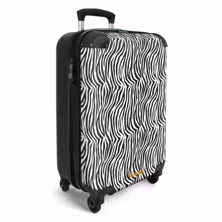 Valise - Motif zébré noir et blanc avec des rayures ondulées — 2