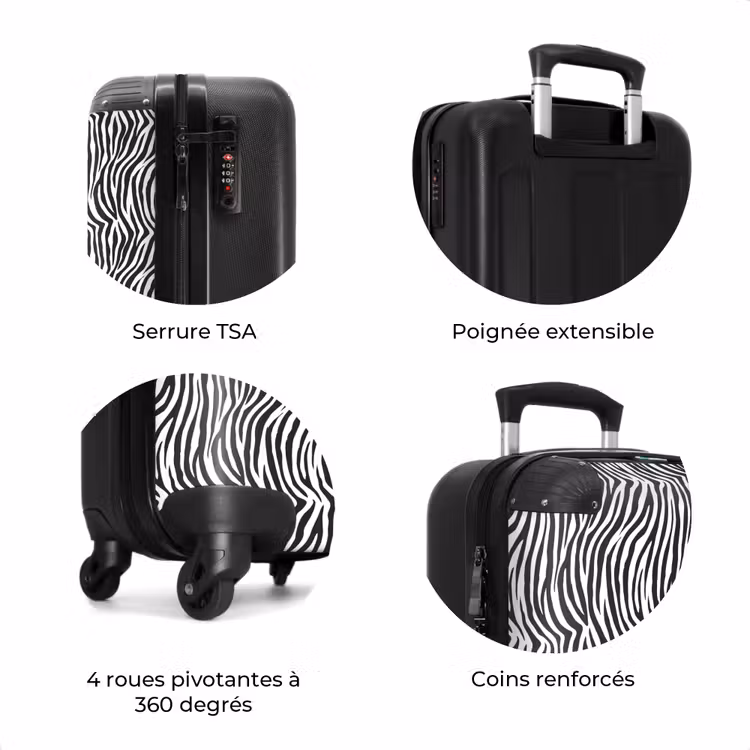 Valise - Motif zébré noir et blanc avec des rayures ondulées — 7