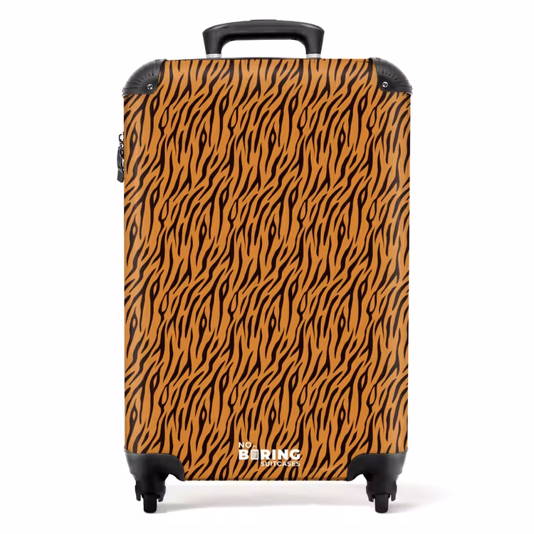 Valise - Rayures tigrées orange avec motif fluide — 1