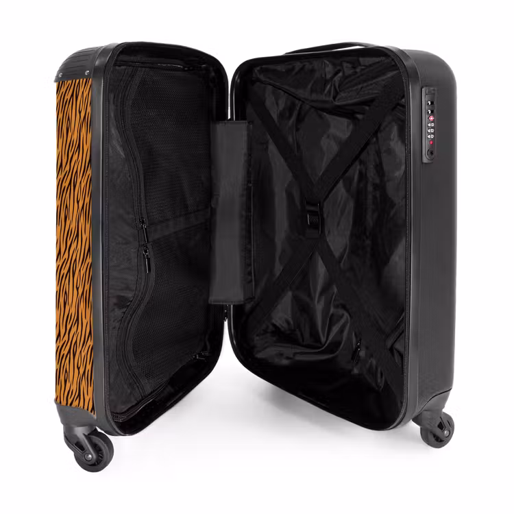 Valise - Rayures tigrées orange avec motif fluide — 4
