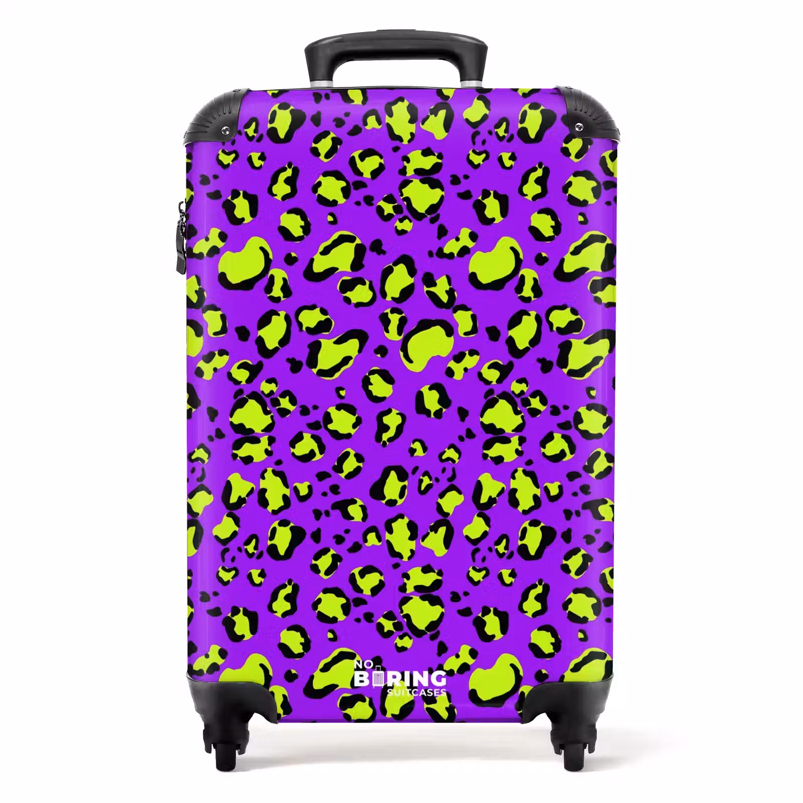 Valise - Impression de panthère en vert lime sur fond violet — 1
