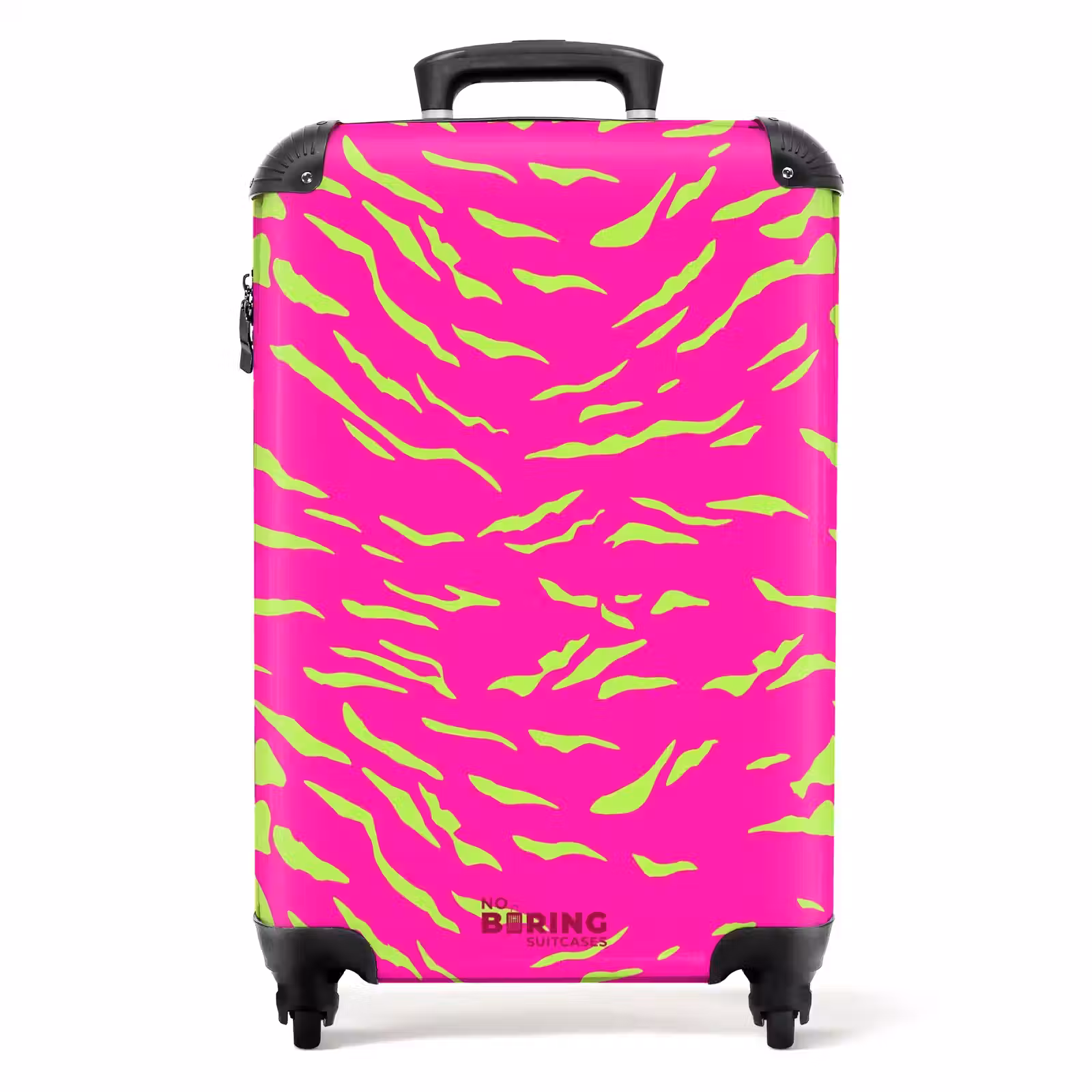 Valise - Imprimé tigre rose vif avec des rayures vert lime — 1