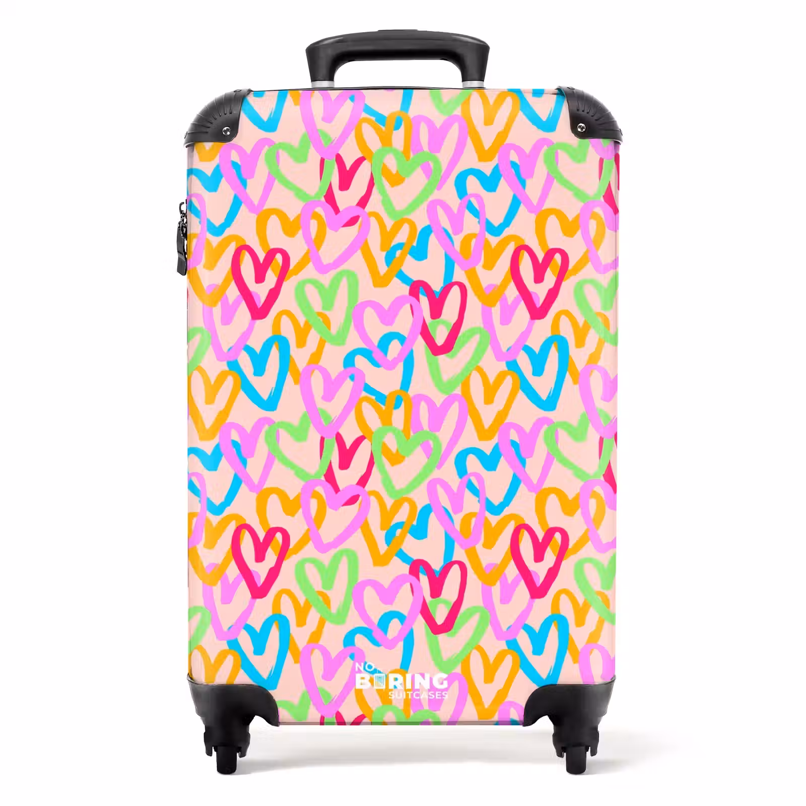 Valise - Motif de cœur coloré sur fond rose pastel — 1