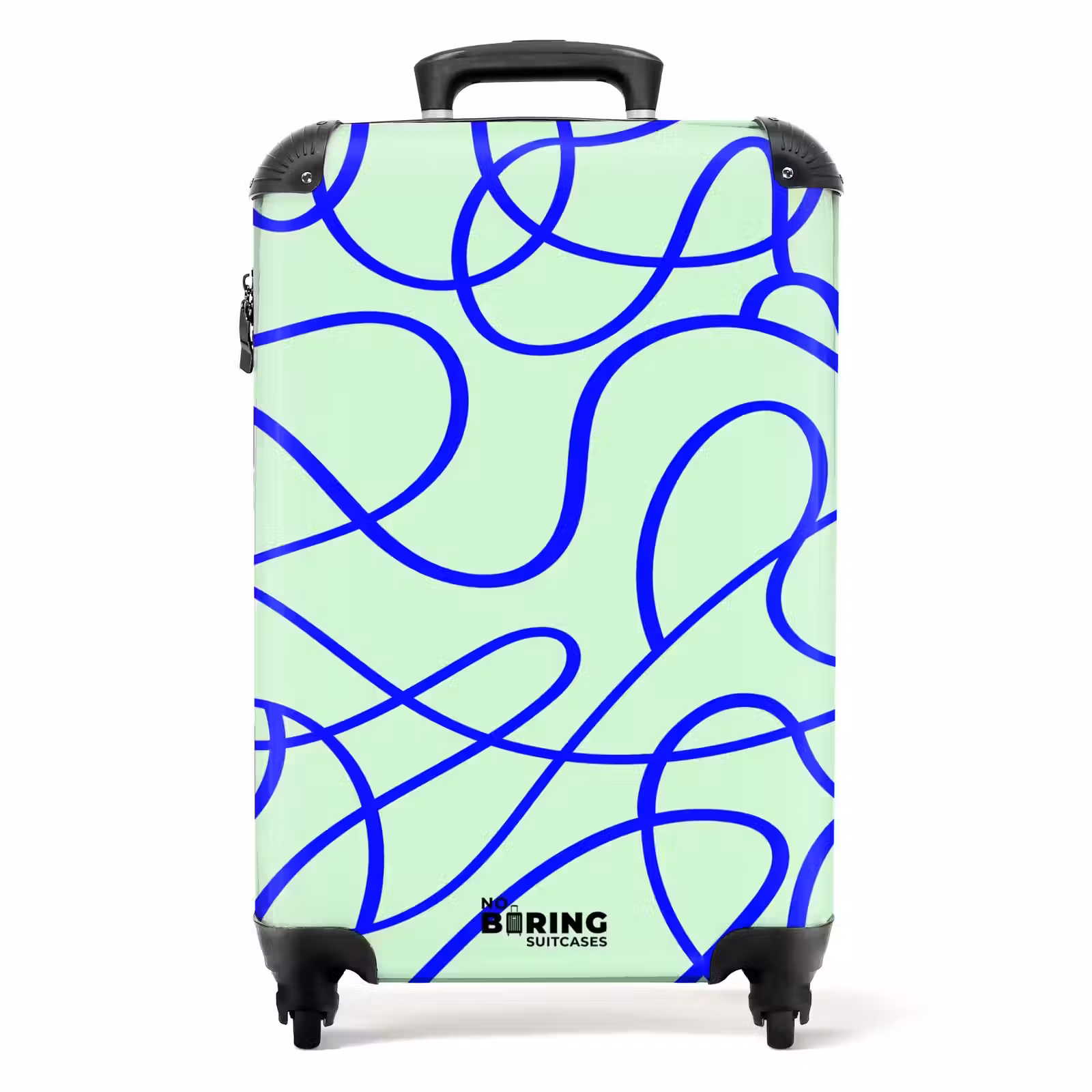Valise - Piste bouclée bleu cobalt sur vert menthe — 1