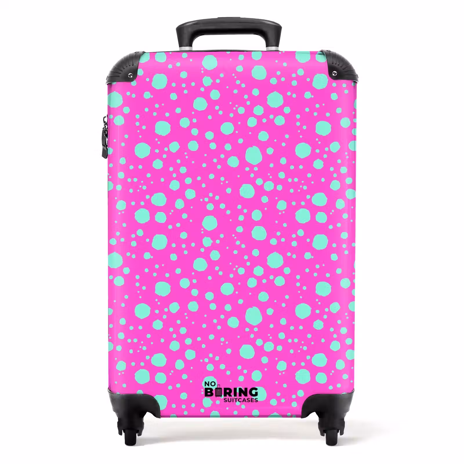 Valise - Points turquoise sur fond rose vif — 1
