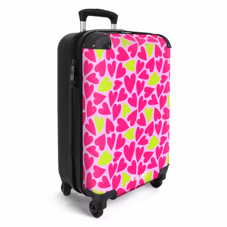 Valise - Coeurs rose et vert lime sur fond rose clair — 2