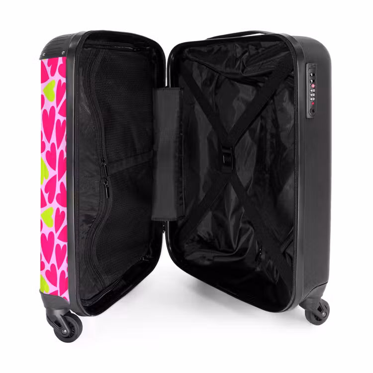 Valise - Coeurs rose et vert lime sur fond rose clair — 4