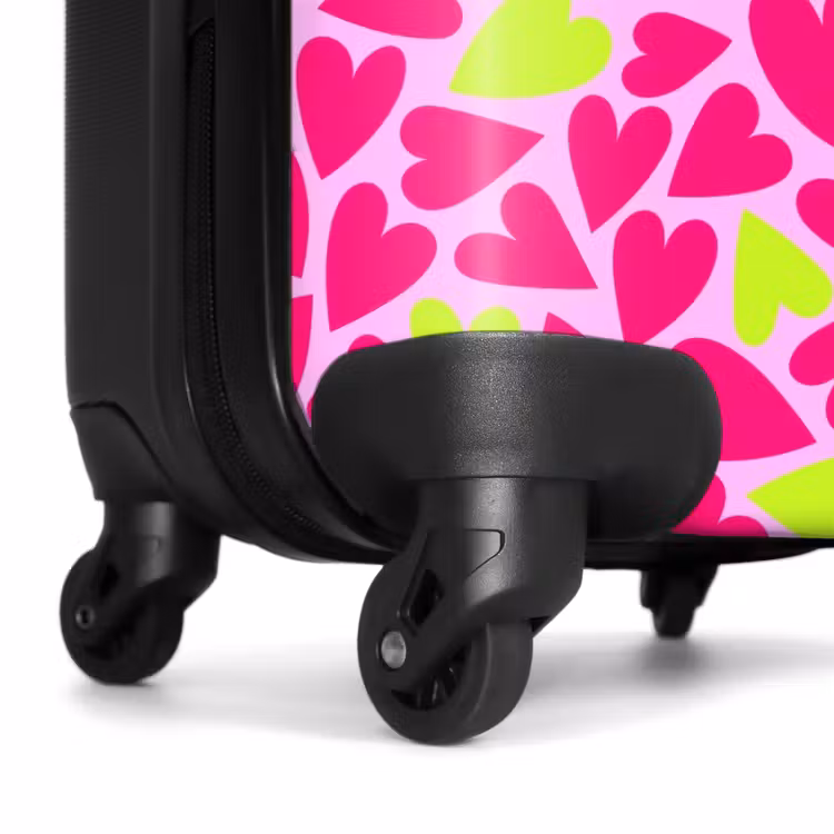 Valise - Coeurs rose et vert lime sur fond rose clair — 6