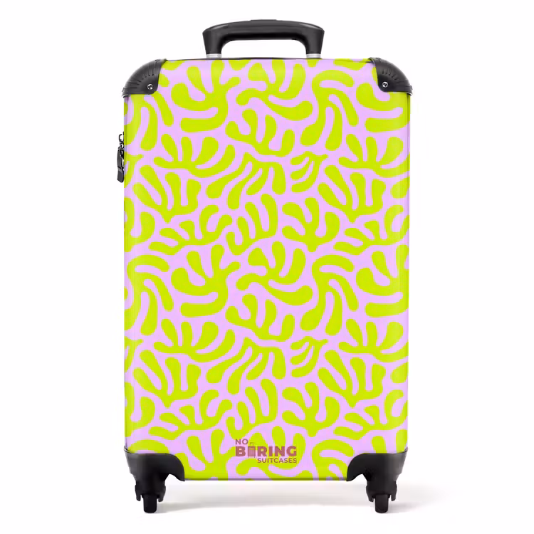 Valise - Feuilles néon sur fond rose clair — 1