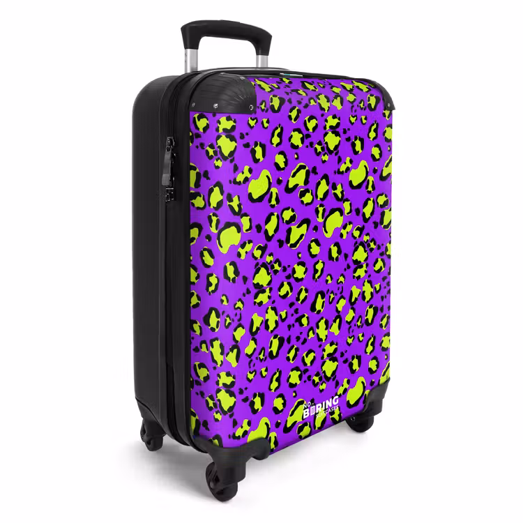 Valise - Impression de panthère en vert lime sur fond violet — 2