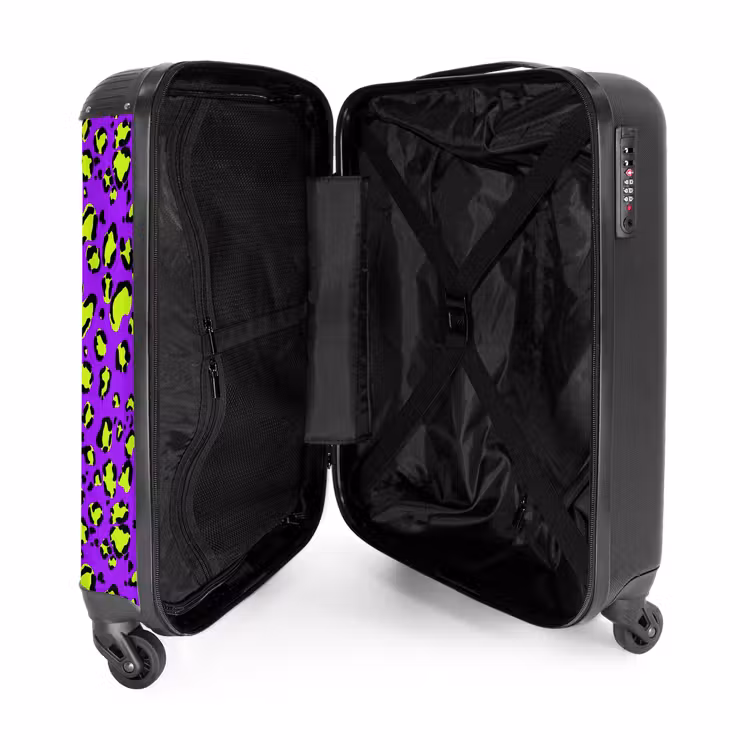 Valise - Impression de panthère en vert lime sur fond violet — 4